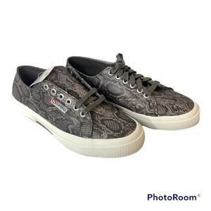Superga Womens Sneakers Size 8.5 US Gray Snake Platform New!
